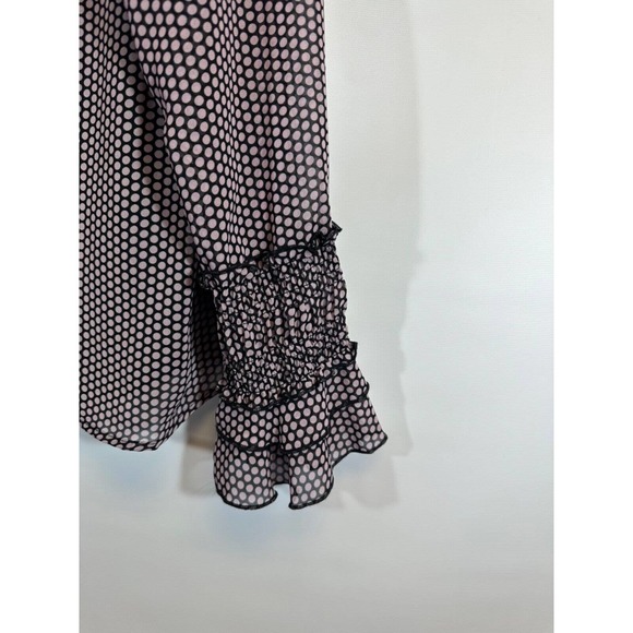Nannette Lepore Black and Light Pink Polka Dot Print Women's Top - Picture 2 of 6